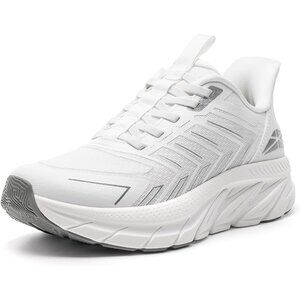 Women's White Slip-On Walking Shoes Comfy Breathable Non-Slip Gym Sneakers